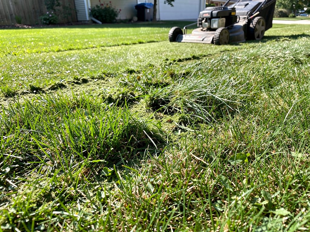 Uneven Cutting Height and Missed Patches Across the Lawn